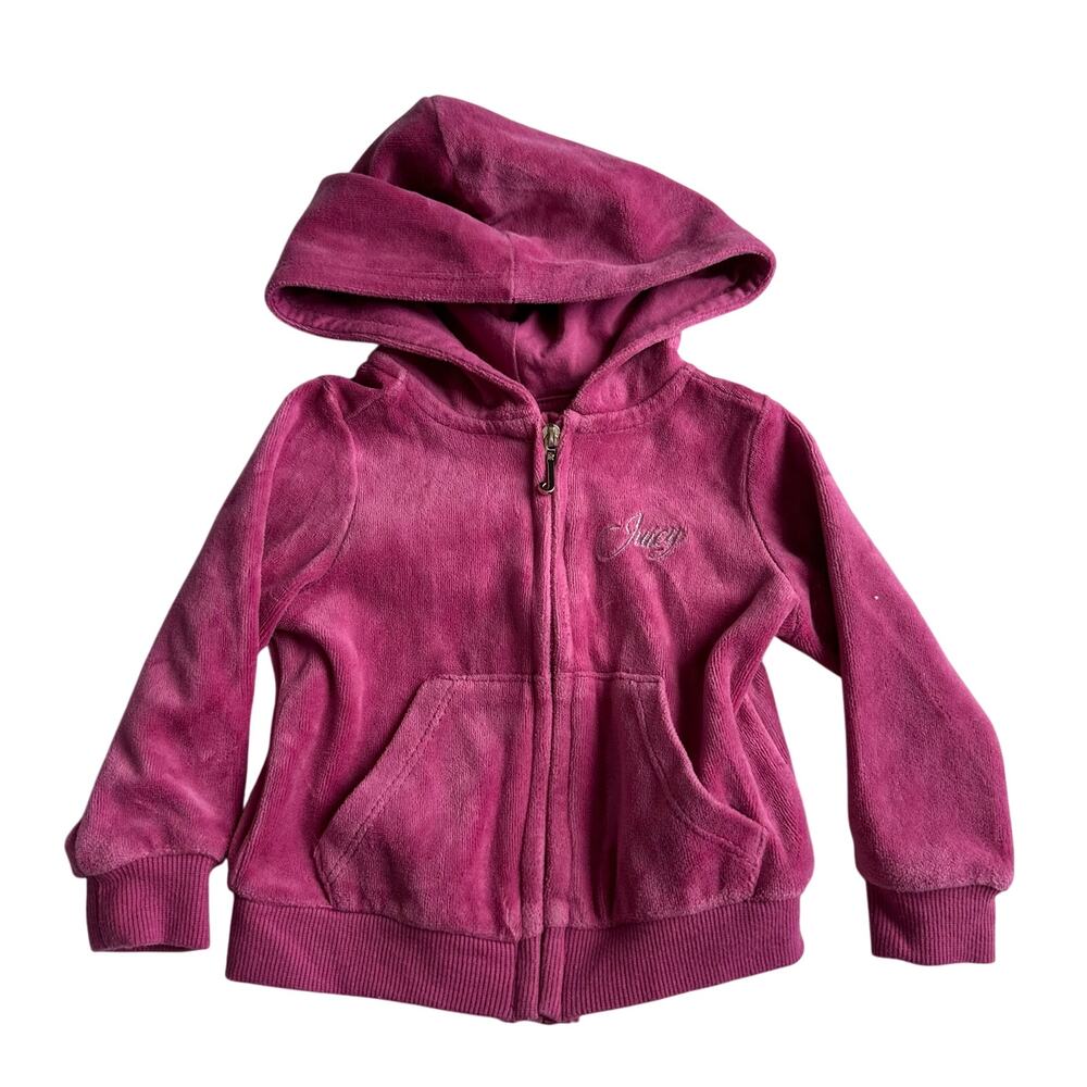 Juicy Couture Pink Velour Full Zip Hoodie - 12 Months